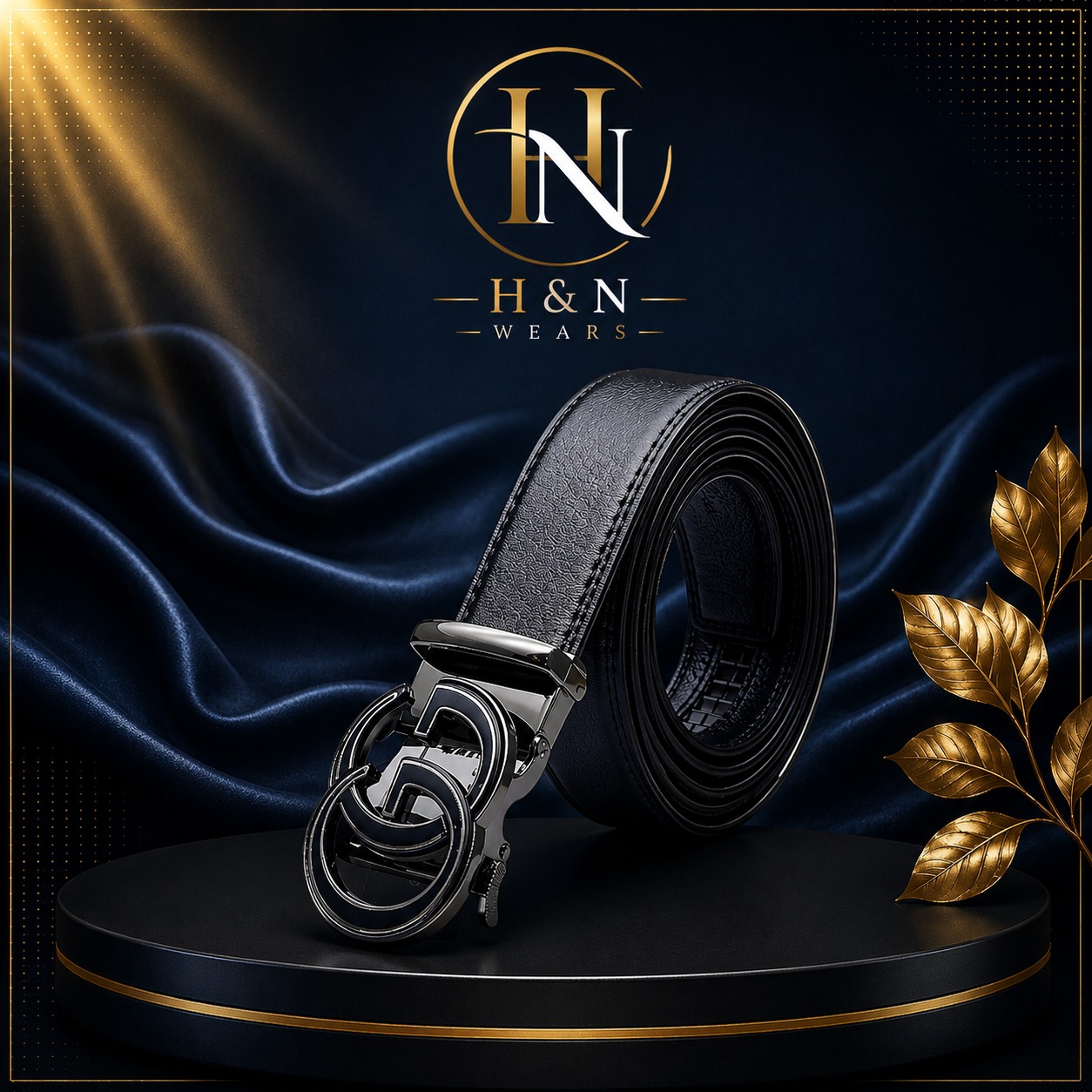 Premium Leather Belt with Circular Interlocking Buckle - H&N Wears